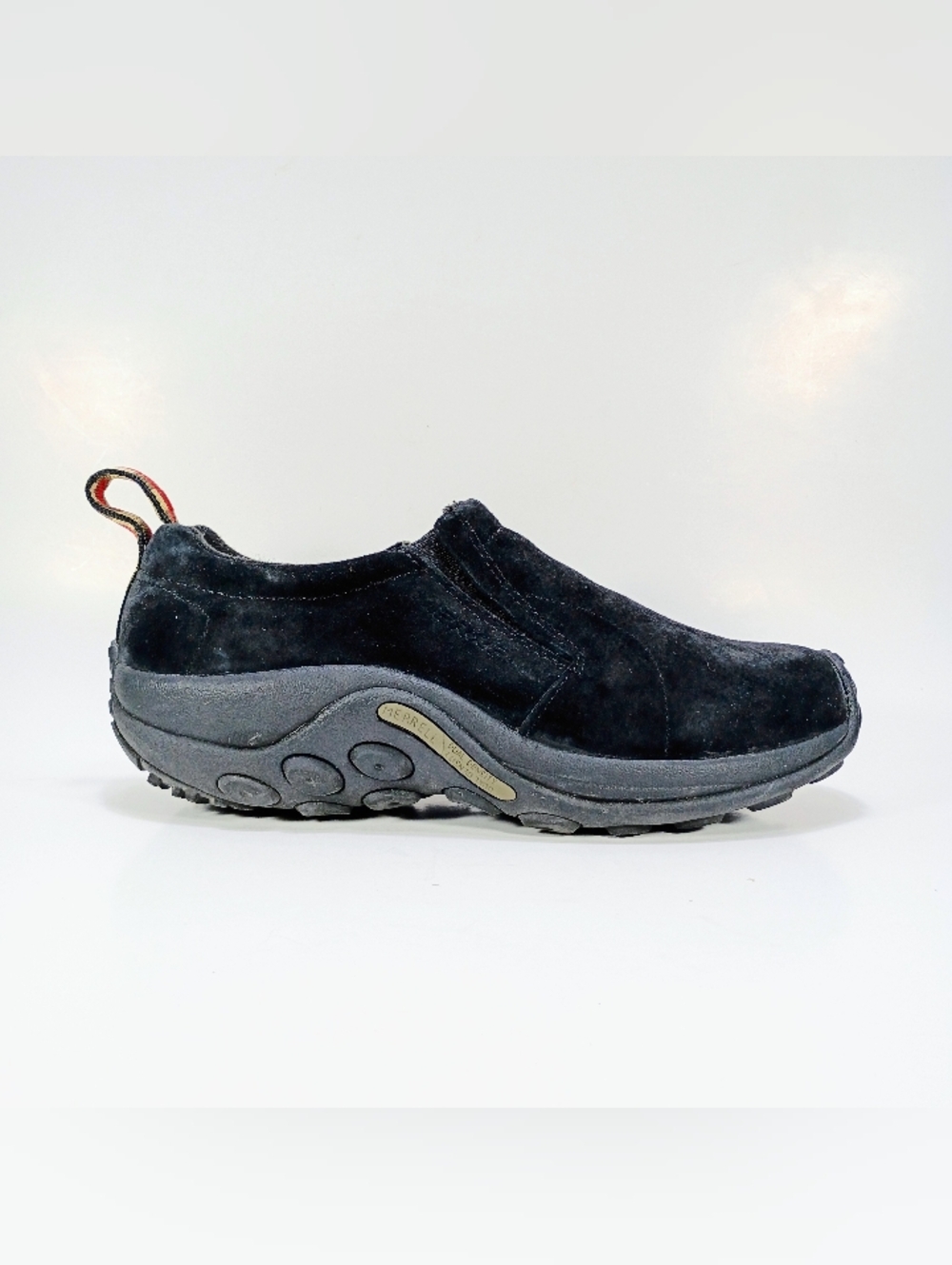 Merrell Jungle Moc Womens 8.5 Wide Fit Black Suede Slip On Walking Shoes